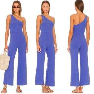 FREE PEOPLE Waverly One-Shoulder Jumpsuit in Birdsong Blue